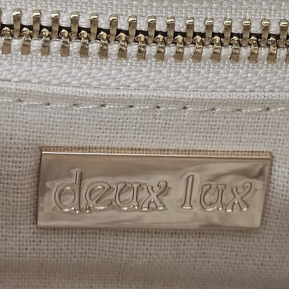 ​Deux Lux Woven Foldover Crossbody Bag Brown Burgundy Weave Chain Strap Clutch